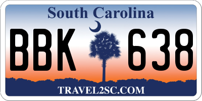 SC license plate BBK638