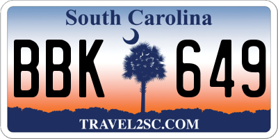 SC license plate BBK649