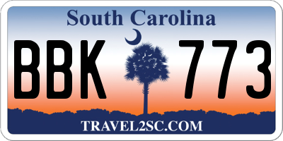 SC license plate BBK773