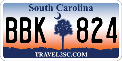 SC license plate BBK824
