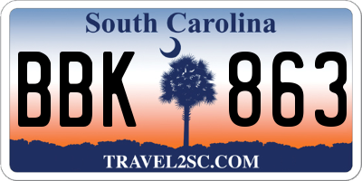 SC license plate BBK863