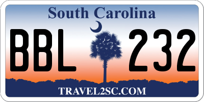 SC license plate BBL232