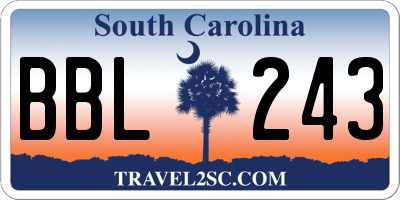 SC license plate BBL243