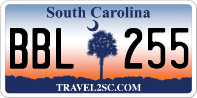 SC license plate BBL255