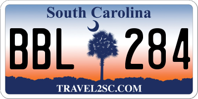 SC license plate BBL284