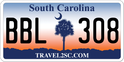 SC license plate BBL308