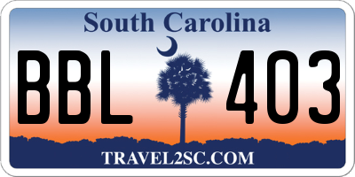 SC license plate BBL403