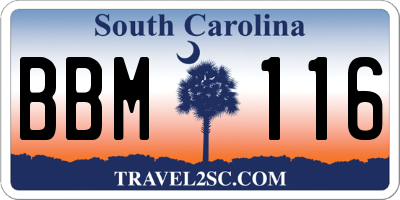 SC license plate BBM116