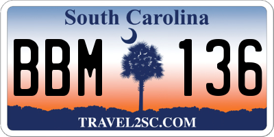 SC license plate BBM136