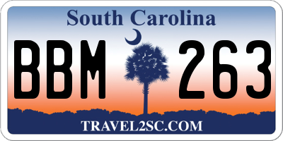 SC license plate BBM263