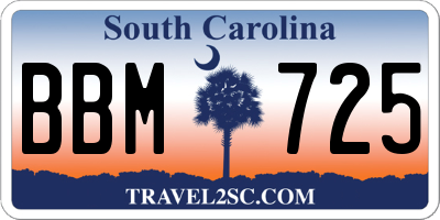 SC license plate BBM725