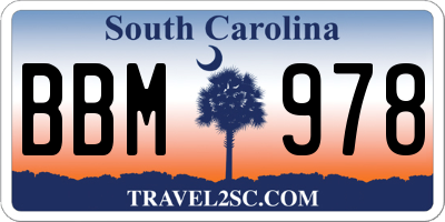 SC license plate BBM978