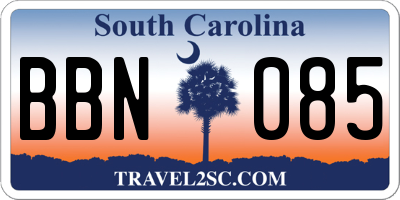 SC license plate BBN085