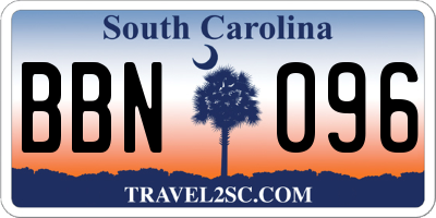SC license plate BBN096