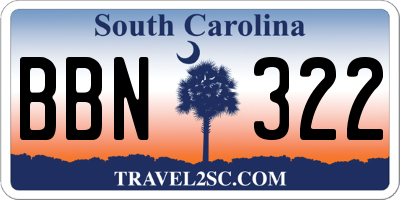 SC license plate BBN322