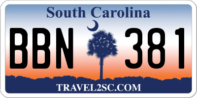 SC license plate BBN381