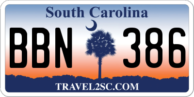 SC license plate BBN386