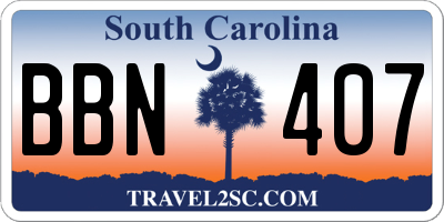SC license plate BBN407