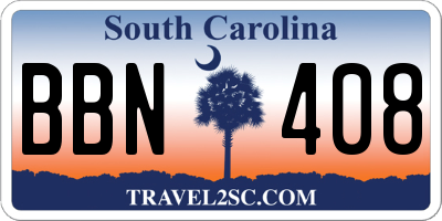 SC license plate BBN408