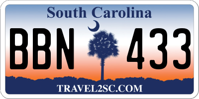 SC license plate BBN433