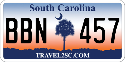 SC license plate BBN457