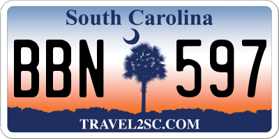SC license plate BBN597