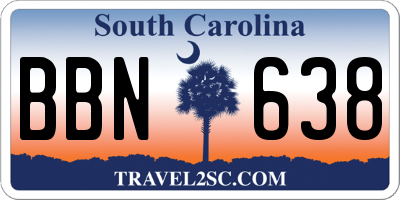 SC license plate BBN638