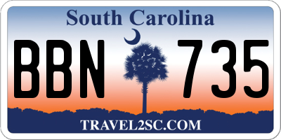 SC license plate BBN735