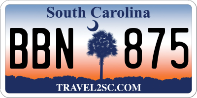SC license plate BBN875