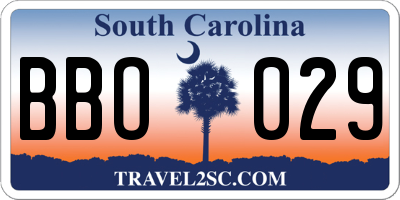 SC license plate BBO029