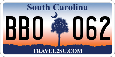 SC license plate BBO062