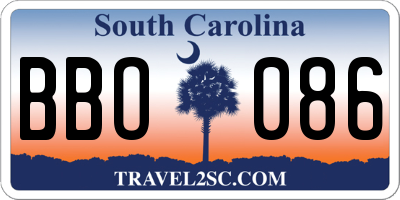 SC license plate BBO086