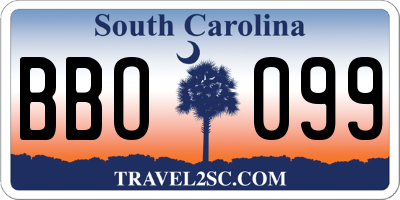 SC license plate BBO099