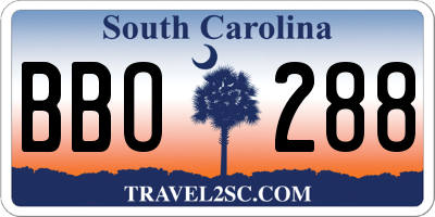 SC license plate BBO288