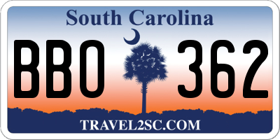 SC license plate BBO362
