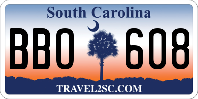 SC license plate BBO608