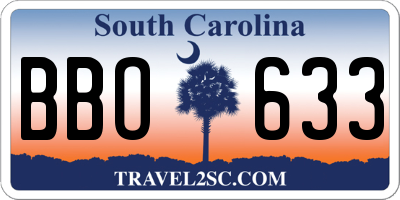 SC license plate BBO633