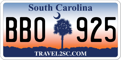 SC license plate BBO925