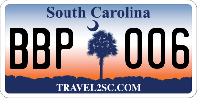 SC license plate BBP006