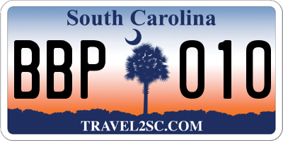 SC license plate BBP010