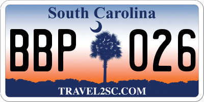 SC license plate BBP026