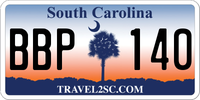 SC license plate BBP140