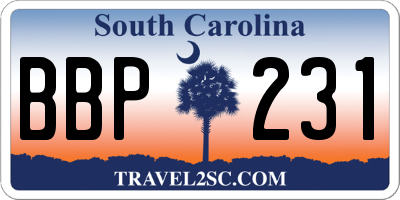 SC license plate BBP231