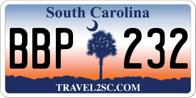SC license plate BBP232