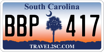 SC license plate BBP417