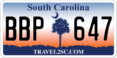 SC license plate BBP647