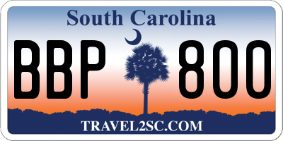 SC license plate BBP800