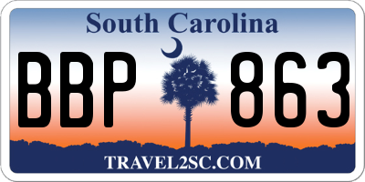 SC license plate BBP863