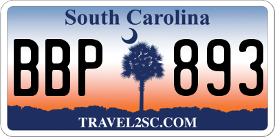 SC license plate BBP893
