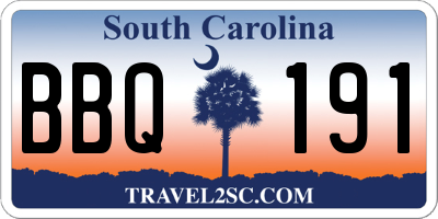 SC license plate BBQ191